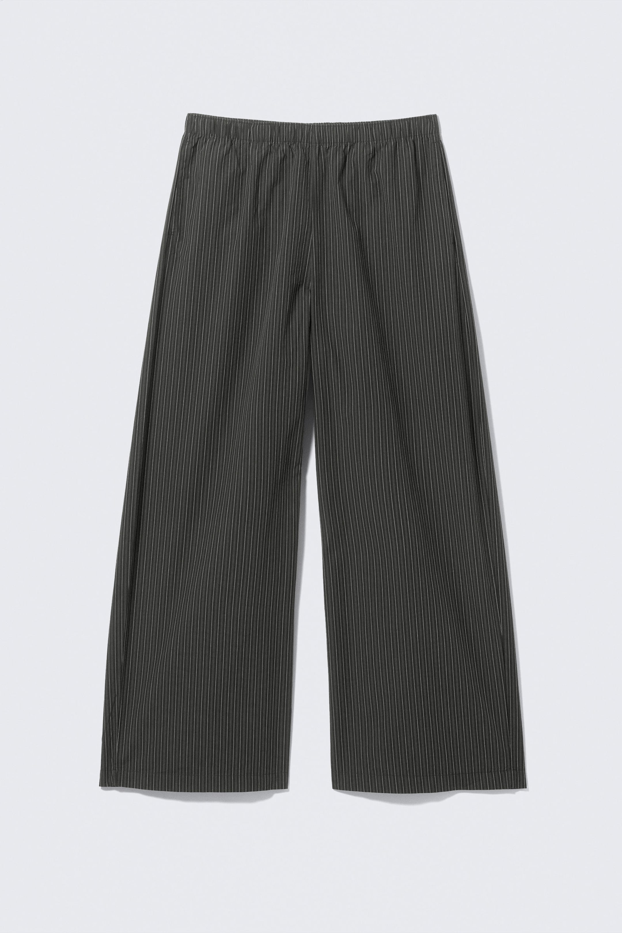 Zwart met strepen - Losvallende katoenen broek met lage taille - 4