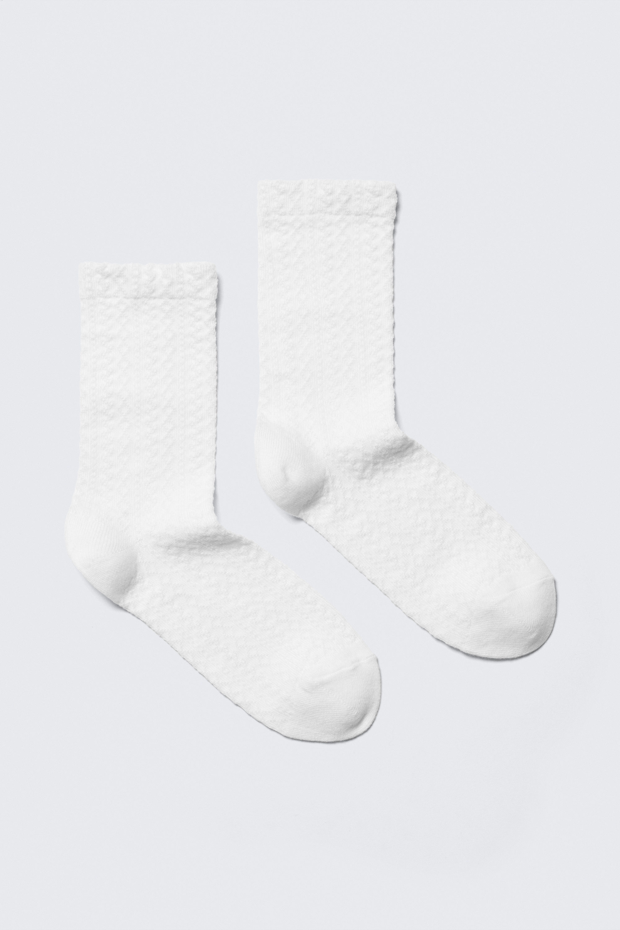 Weiß - 2er-Pack Crew-Socken aus Pünktchenstrick-Baumwolle