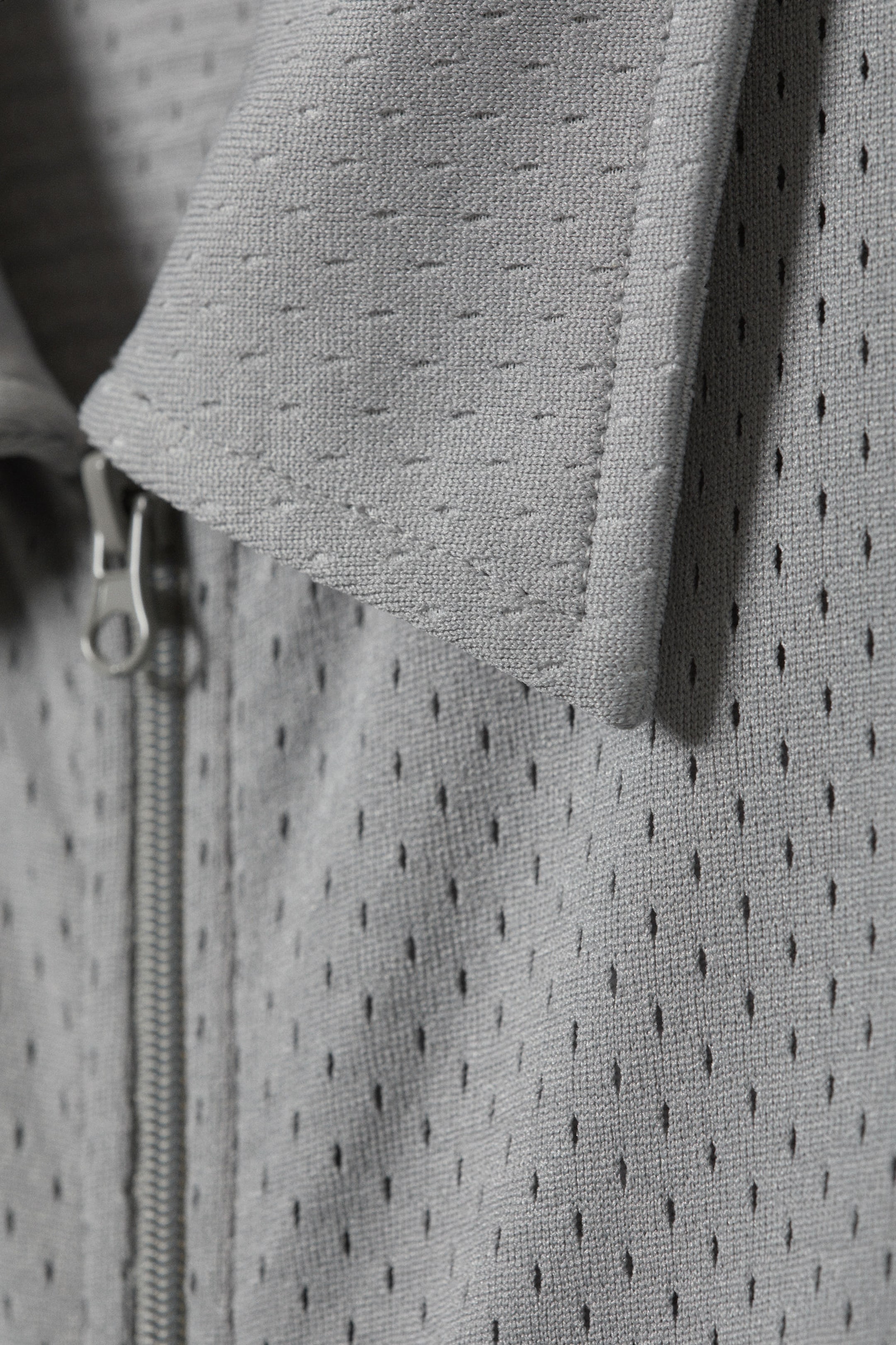 Light Grey - Loose Mesh Zip Shirt - 2