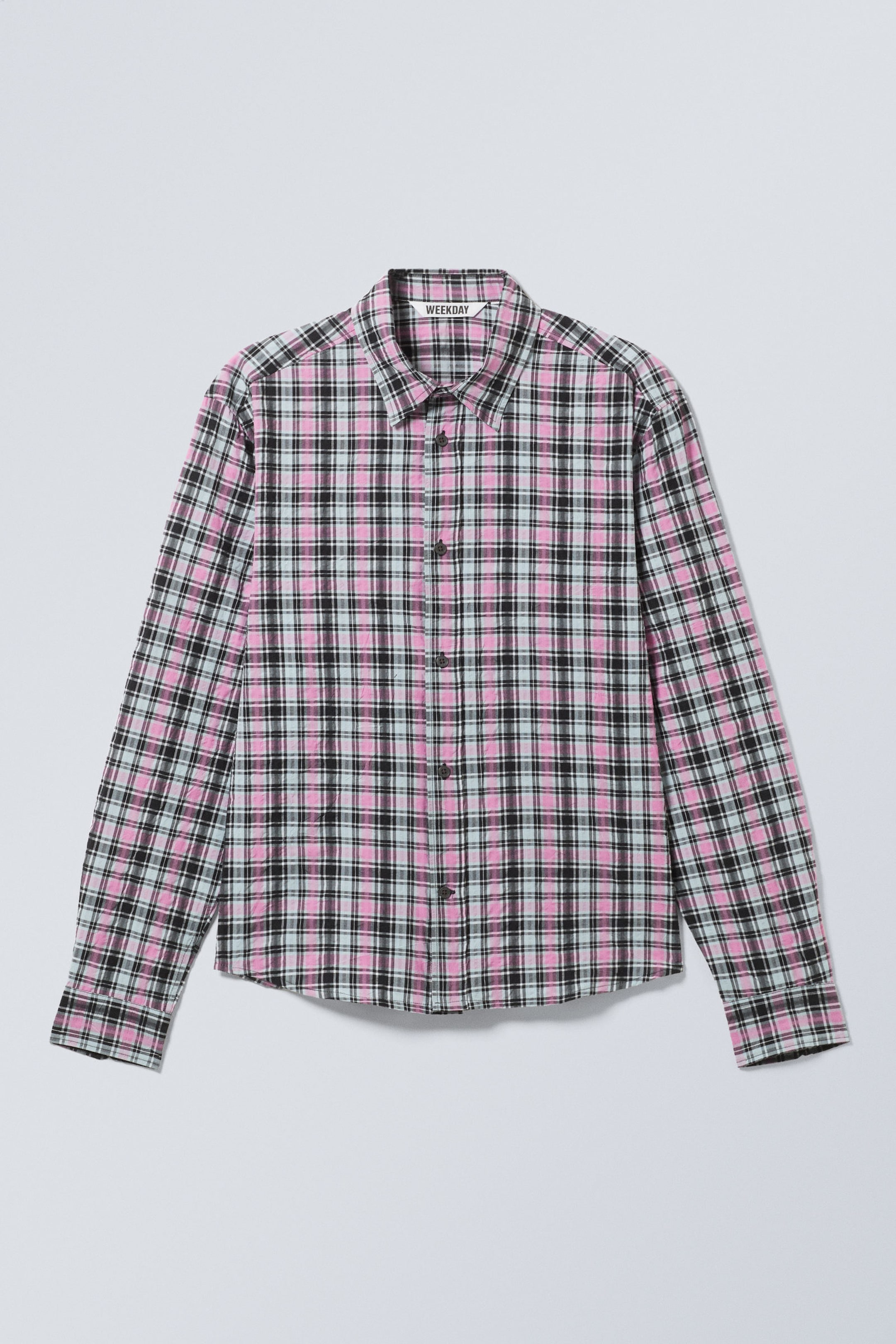 Rosa kariert - Entspanntes kariertes Langarmshirt - 3