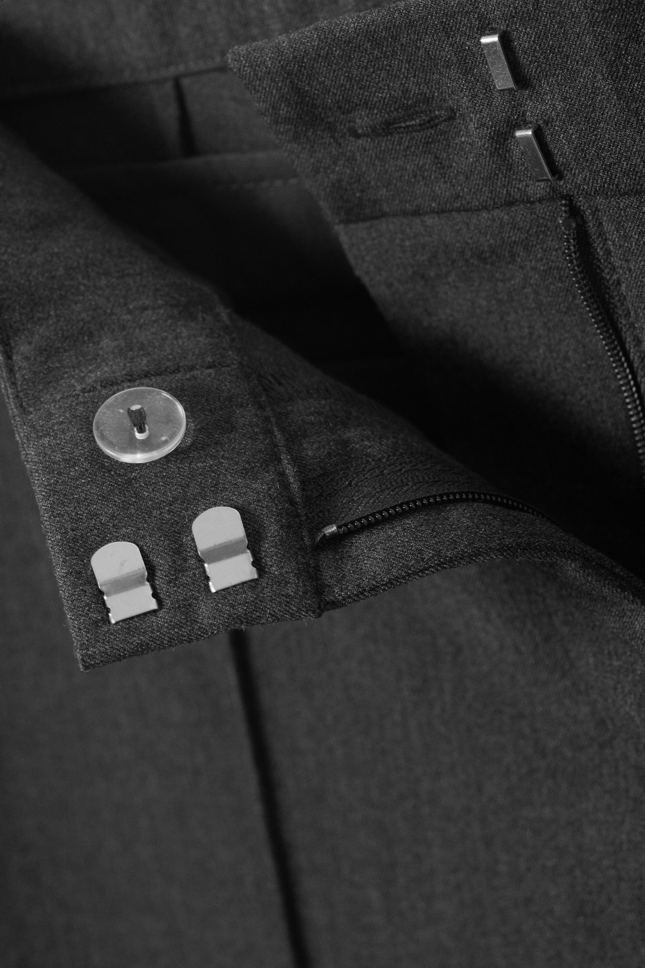 Dark Grey Melange - Low Rise Straight Suiting Trousers - 5