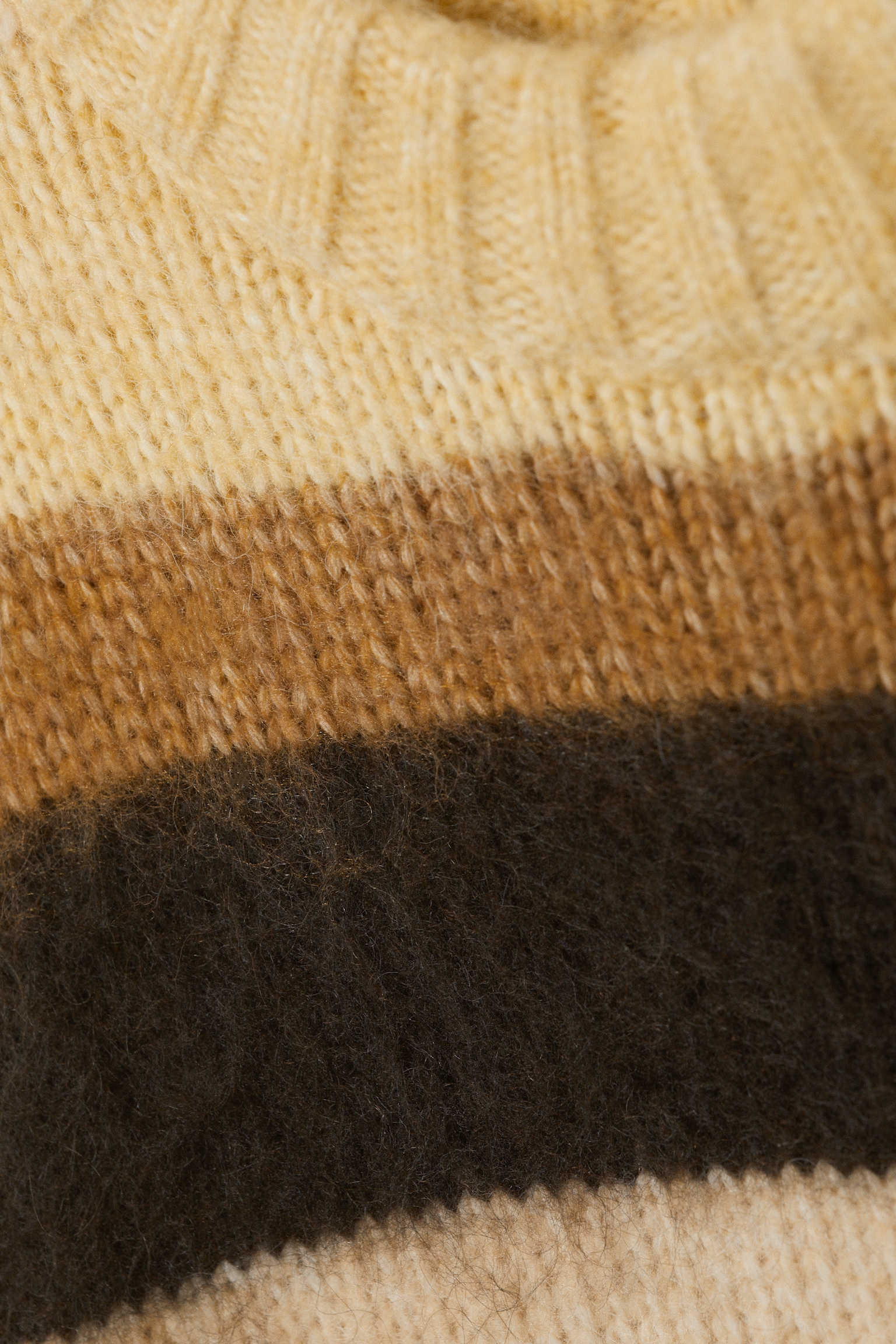 Relaxed Fit Fluffy Knit Sweater - Dusty Yellow & Brown Stripes/Striped Blue/Dark Brown - 4