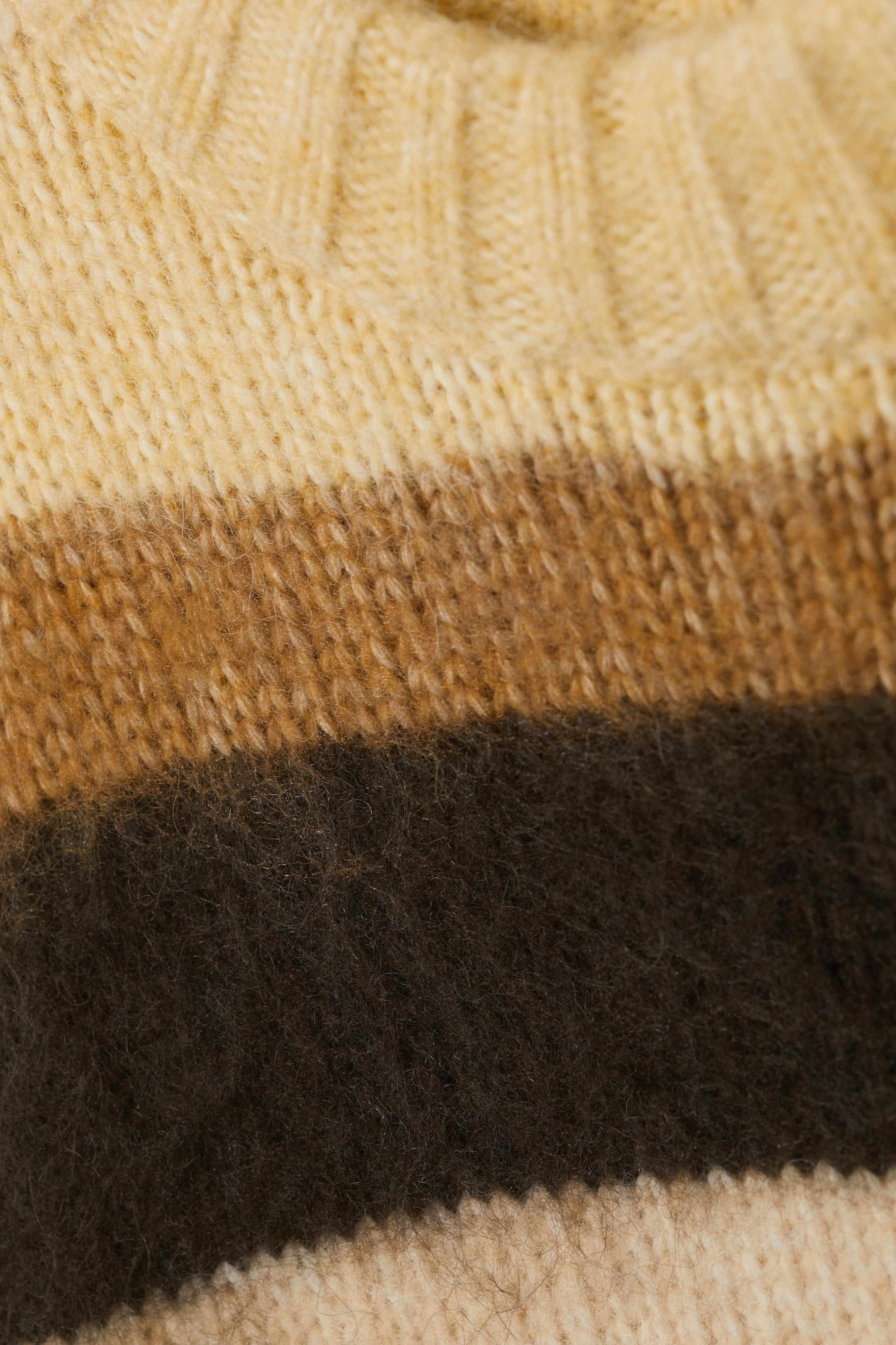 Dusty Yellow & Brown Stripes - Relaxed Fit Fluffy Knit Sweater - 4