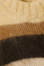 Dusty Yellow & Brown Stripes - Relaxed Fit Fluffy Knit Sweater - 4
