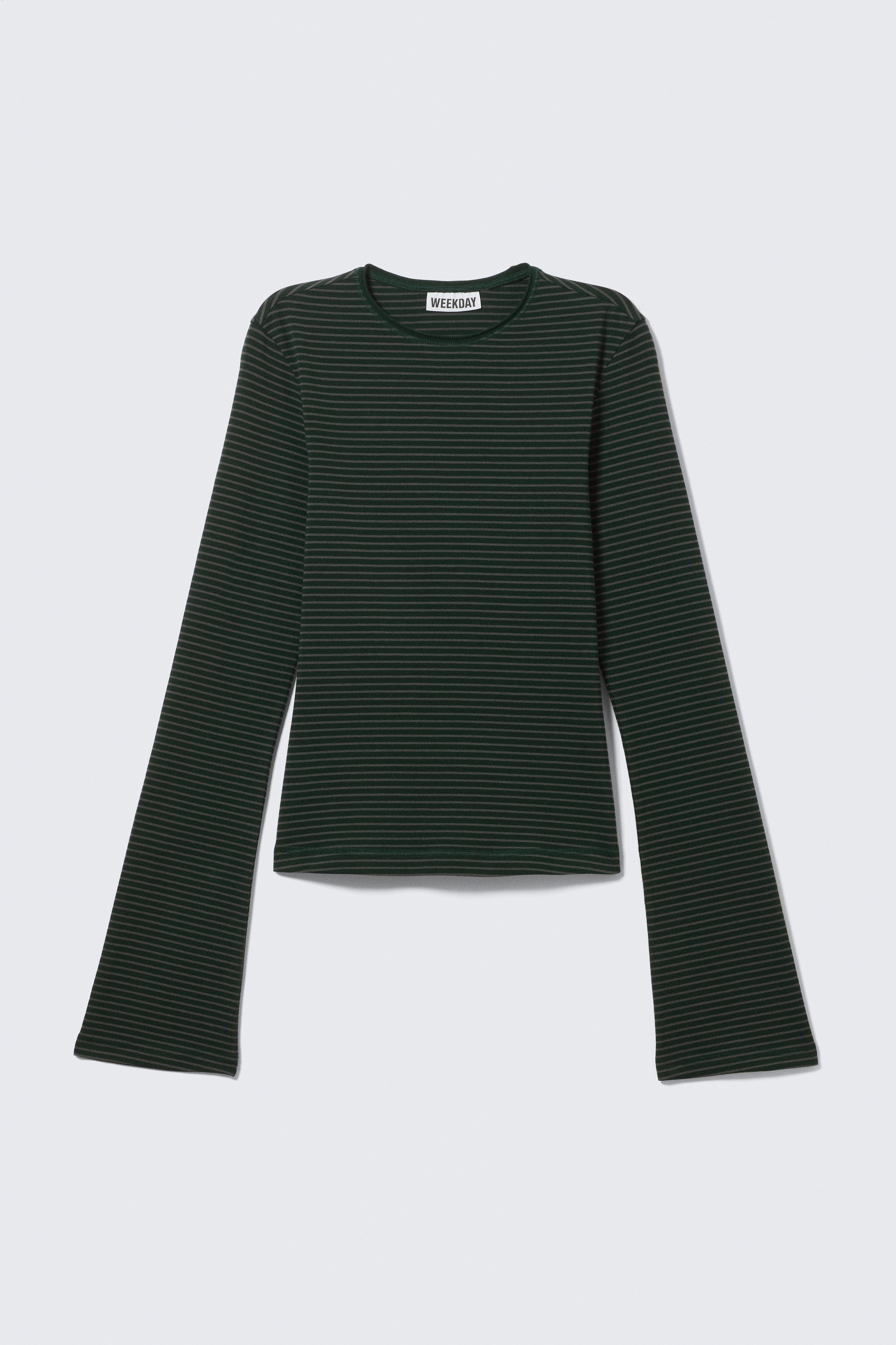 Long Sleeve Cotton Top - Striped Dark Green/Donkerbruin/Zwarte en grijze strepen/Donkergroen/Wit -zwarte strepen/Gestreept taupe/Gestreept donkerbruin/Striped Dark Khaki Green