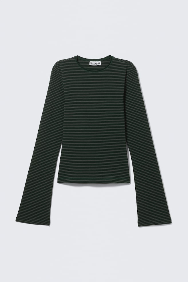Long Sleeve Cotton Top - Striped Dark Green/Blue/Striped Dark Blue/Dark Grey Stripe/Striped Dark Red/Black/Dark Green - 1