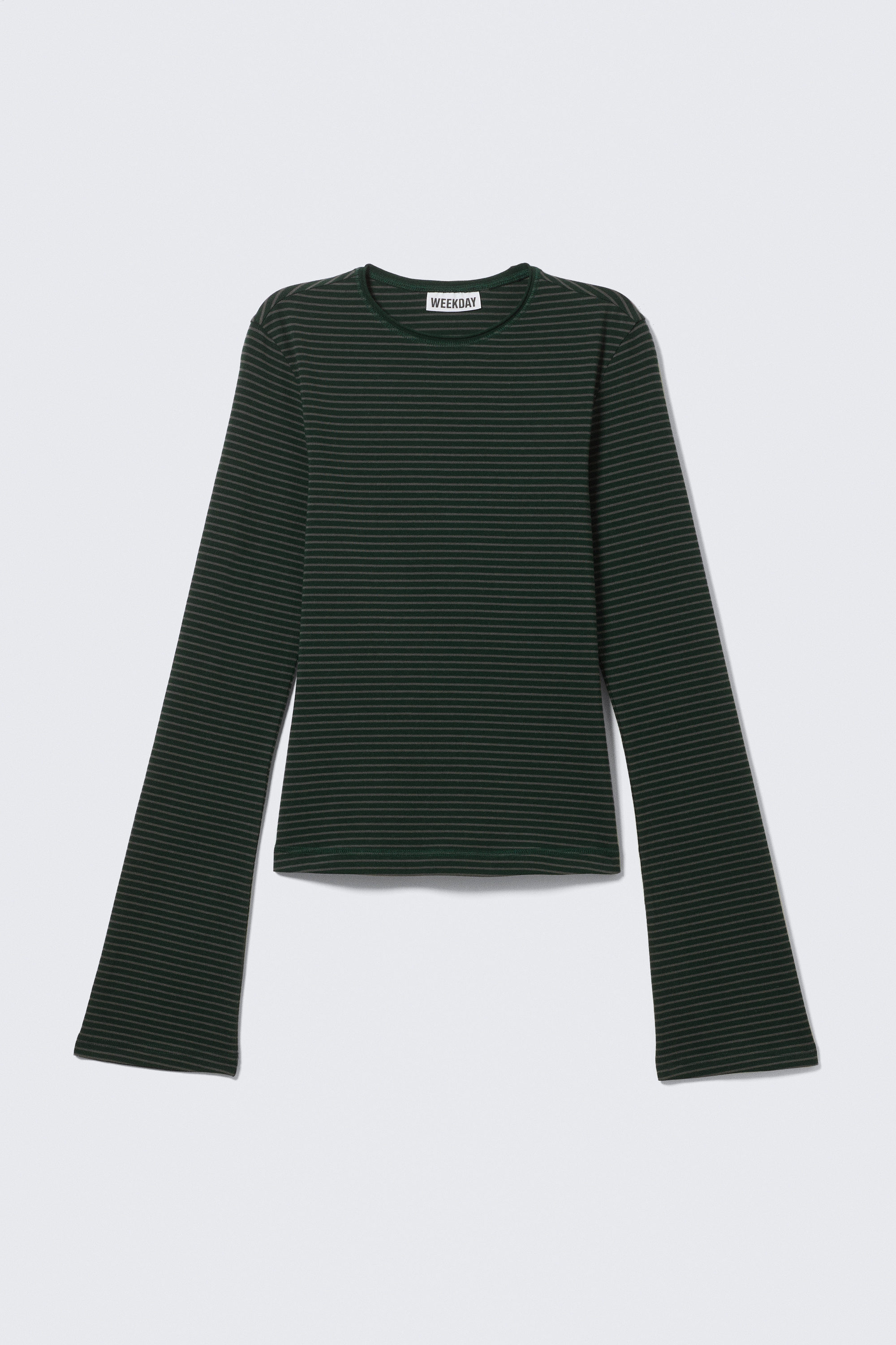 Striped Dark Green - Long Sleeve Cotton Top - 1