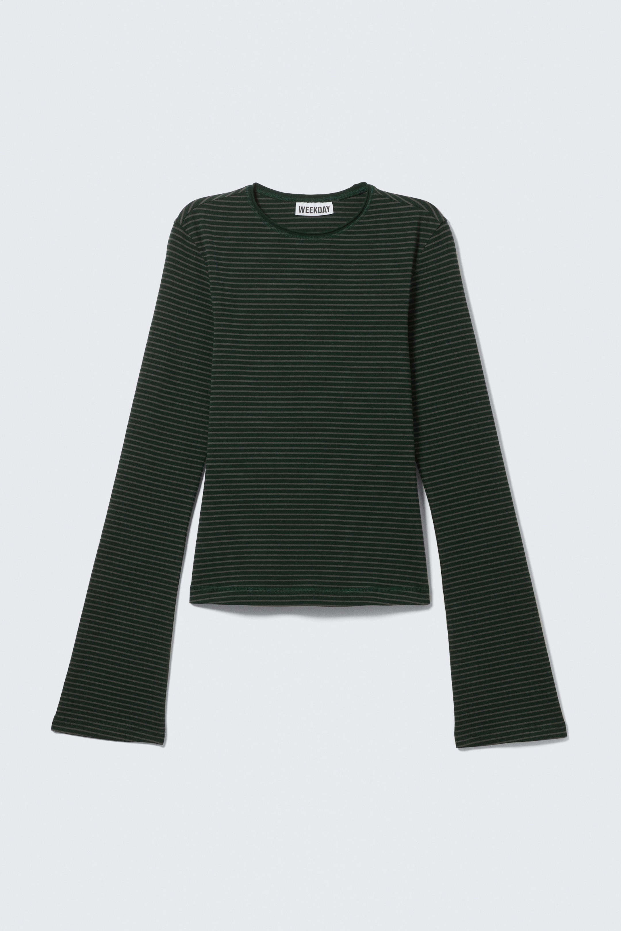 Striped Dark Green - Long Sleeve Cotton Top - 4