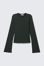 Striped Dark Green - Long Sleeve Cotton Top - 4