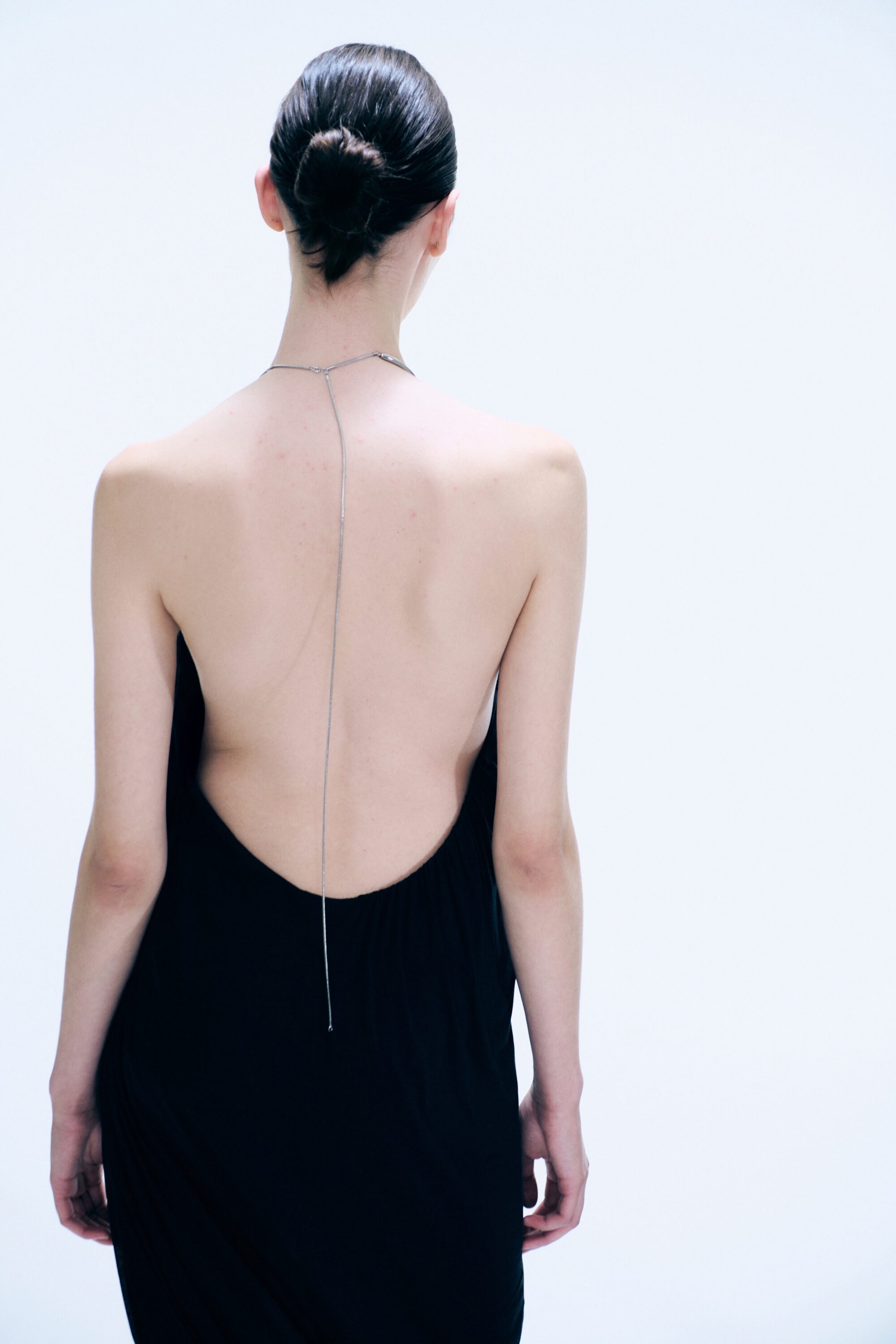 Black - Gathered Halter Dress - 3