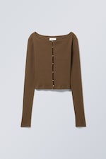 Brown - Coralie Hook & Eye Cardigan - 0