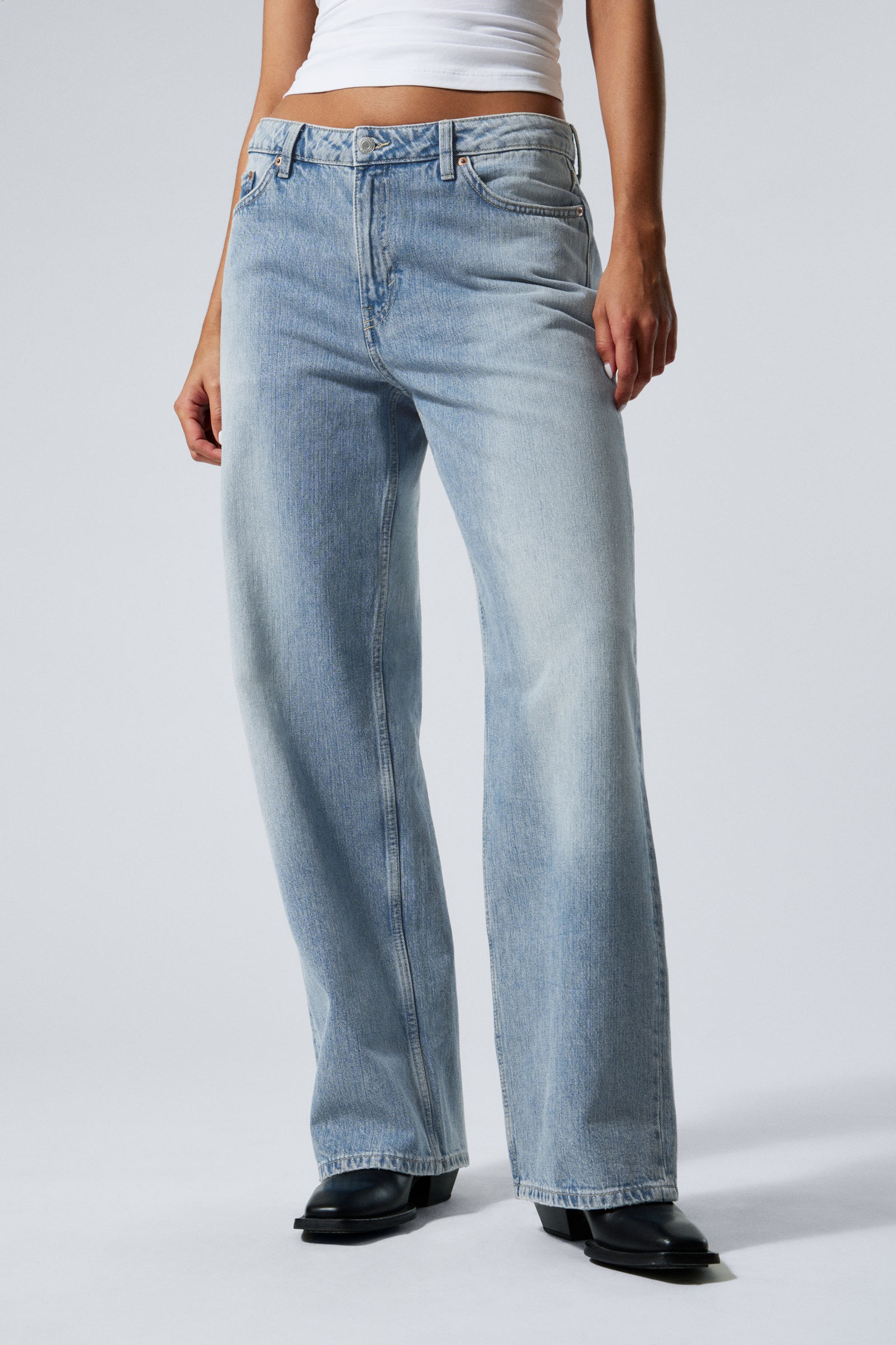 #79829D - Area Mid Rise Loose Wide Leg Jeans - 2