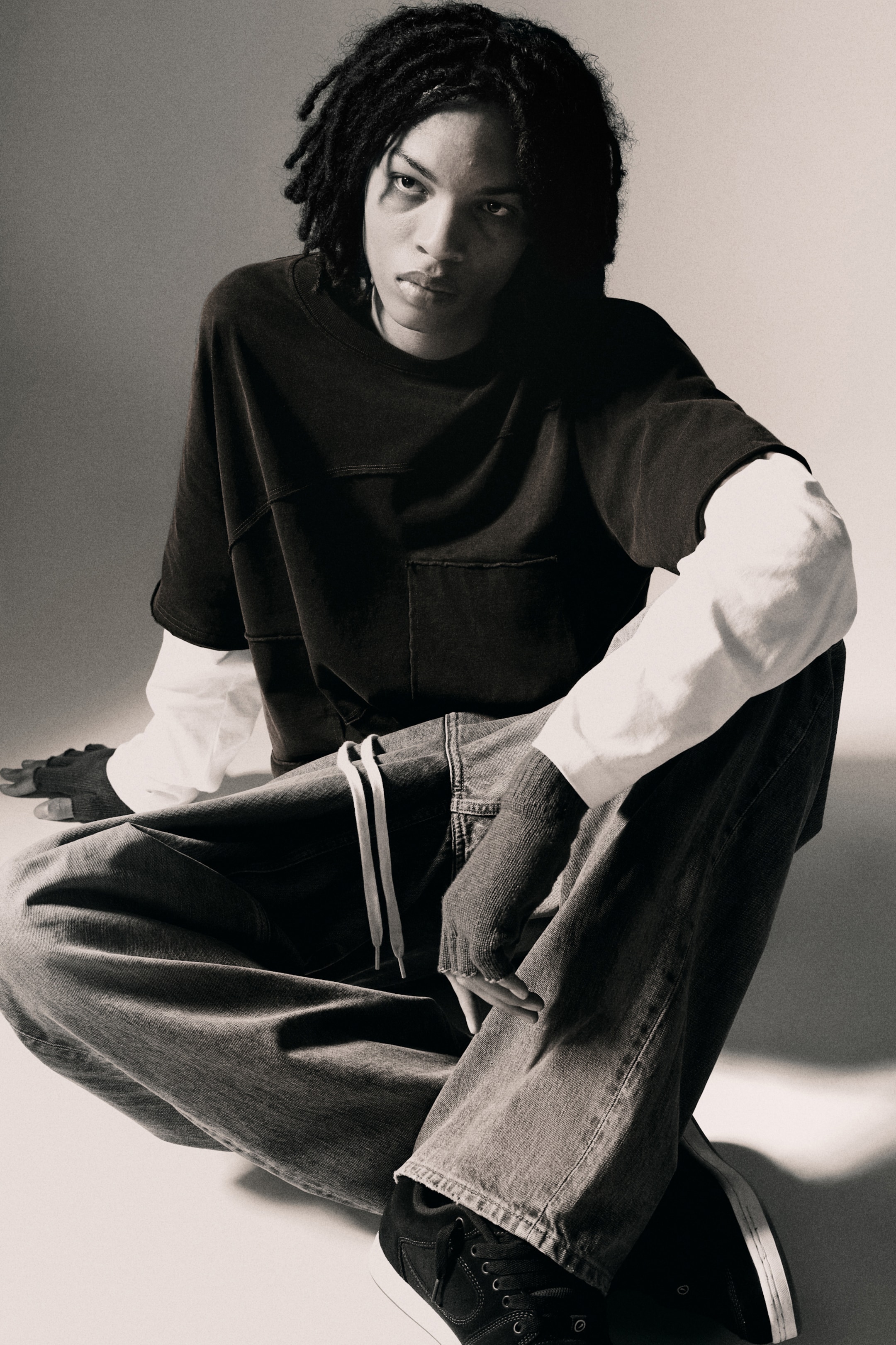 Agrandir l'image: T-shirt à panneaux superposés - Noir et blanc - HOMME | H&M FR 1