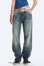 Hazy Blue - Medium Blue - Anti Unisex Low Waist Regular Straight Jeans - 1