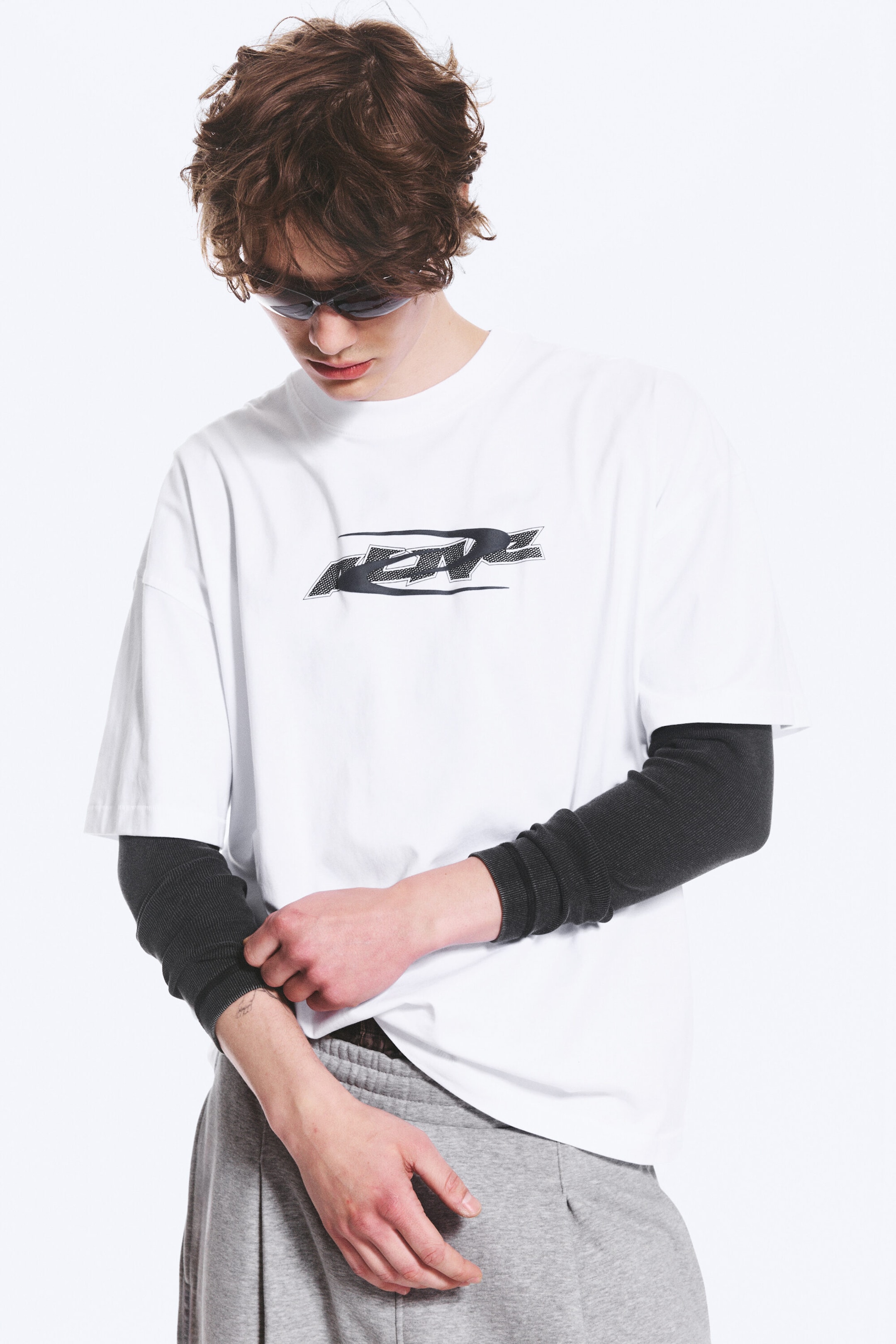 White - Alive - Oversized boxy T-shirt met grafische print - 1