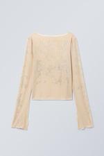Beige - Top Tiah à manches longues orné de strass - 0