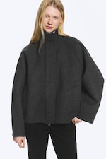 Dark Grey Melange - Wool-blend funnel jacket - 4