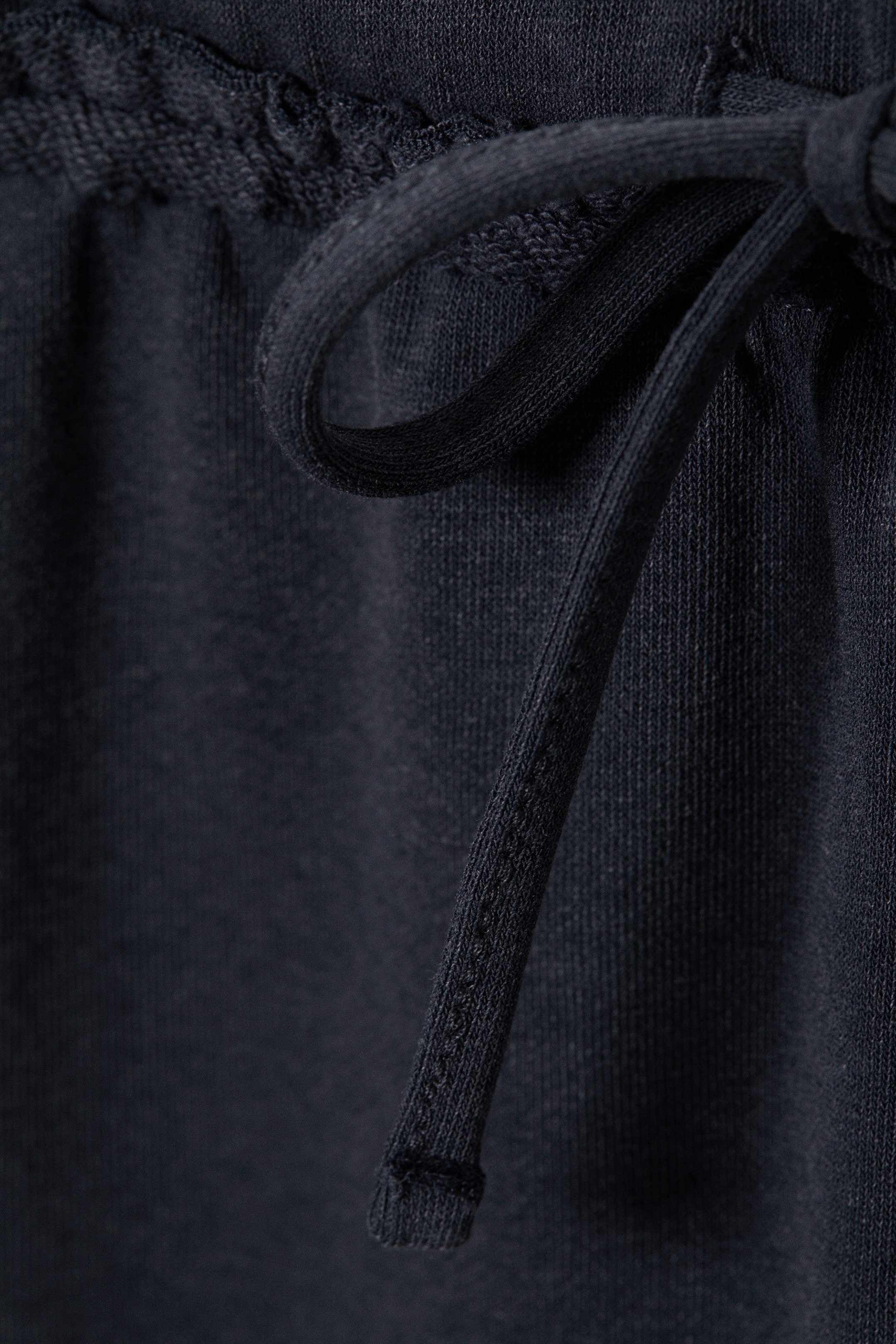 Donkerblauw - Badstof pyjamabroek met halfhoge taille en wijde pijpen - 5