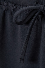 Donkerblauw - Badstof pyjamabroek met halfhoge taille en wijde pijpen - 5