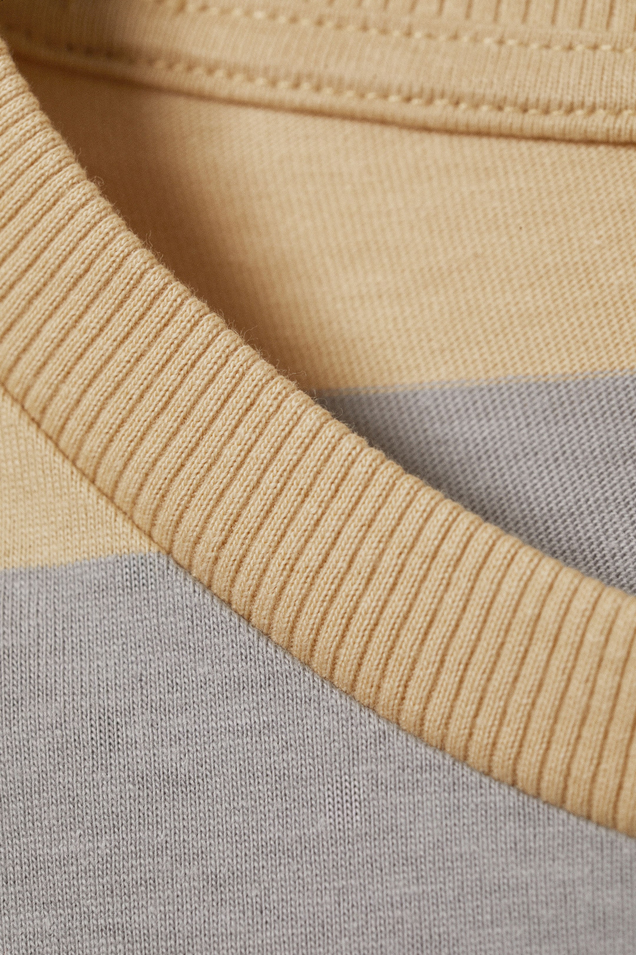 Beige & Grey Stripes - Striped Long-Sleeved Mini Dress - 4