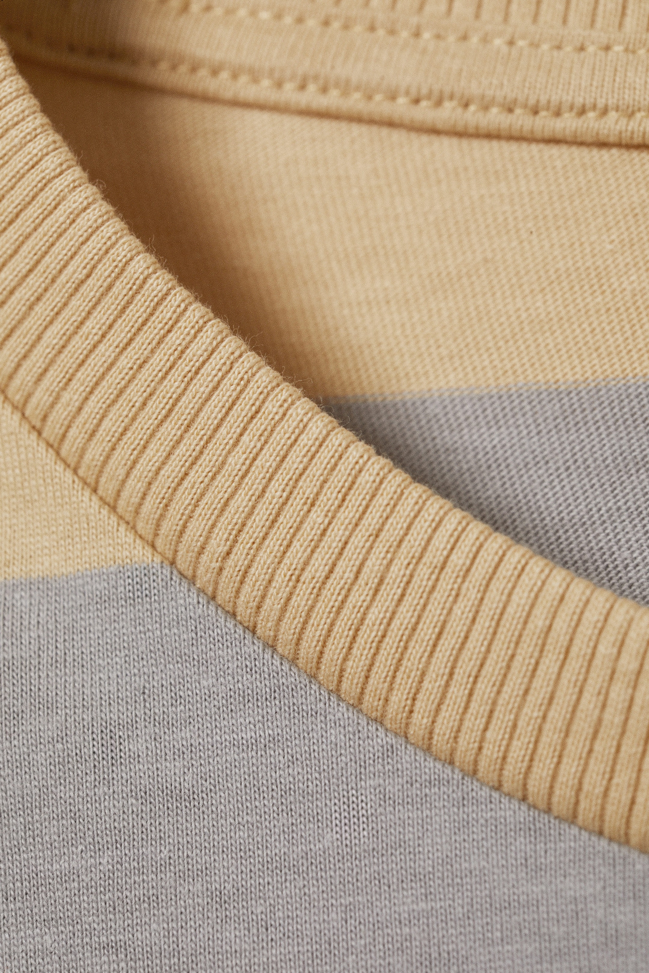 Beige & Grey Stripes - Striped Long-Sleeved Mini Dress - 2