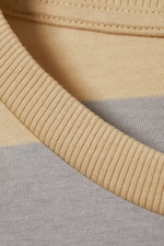 Beige & Grey Stripes - Striped Long-Sleeved Mini Dress - 1