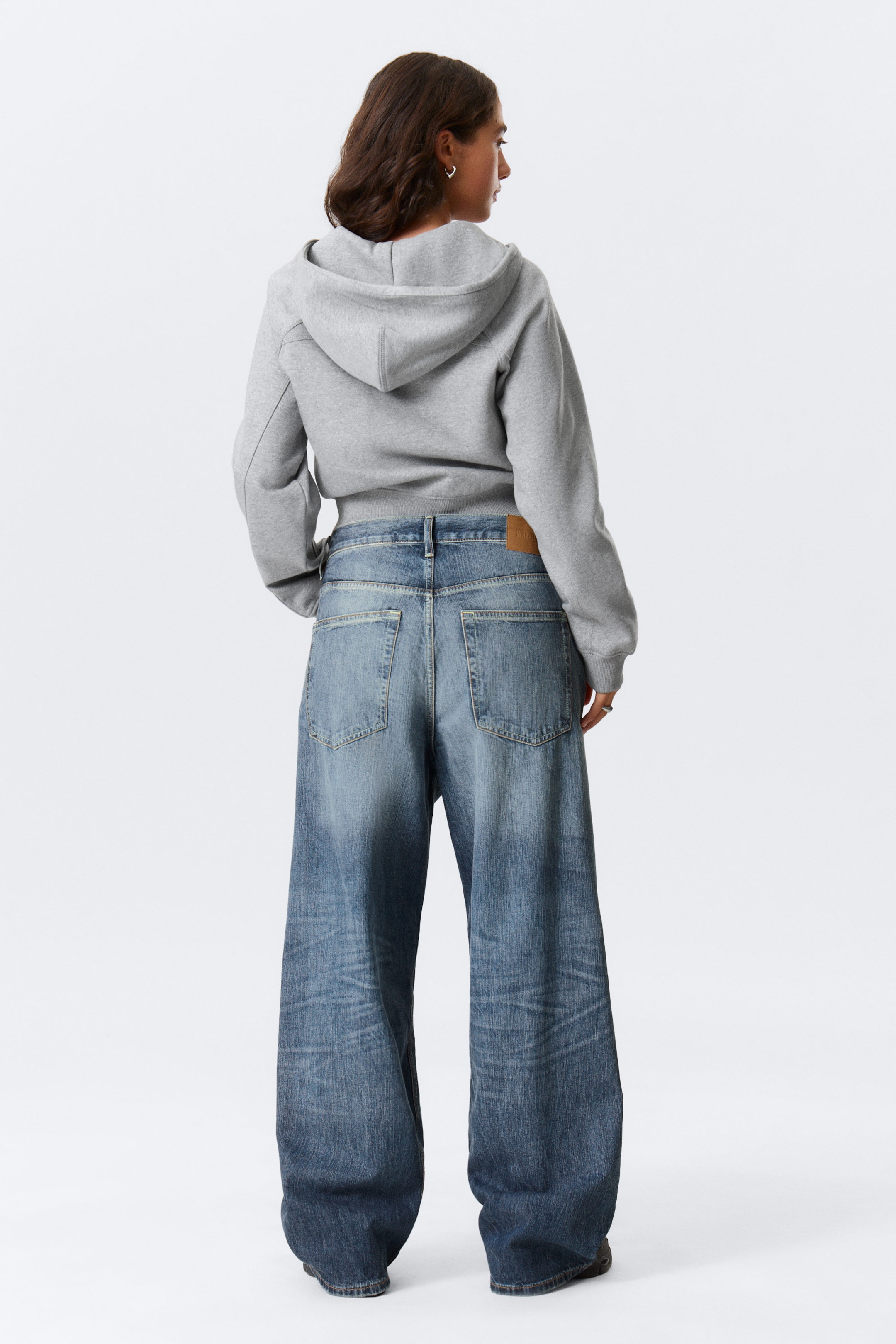 Board Blue - Medium Blue - Astro Mid Rise Loose Baggy Leg Unisex Jeans - 3