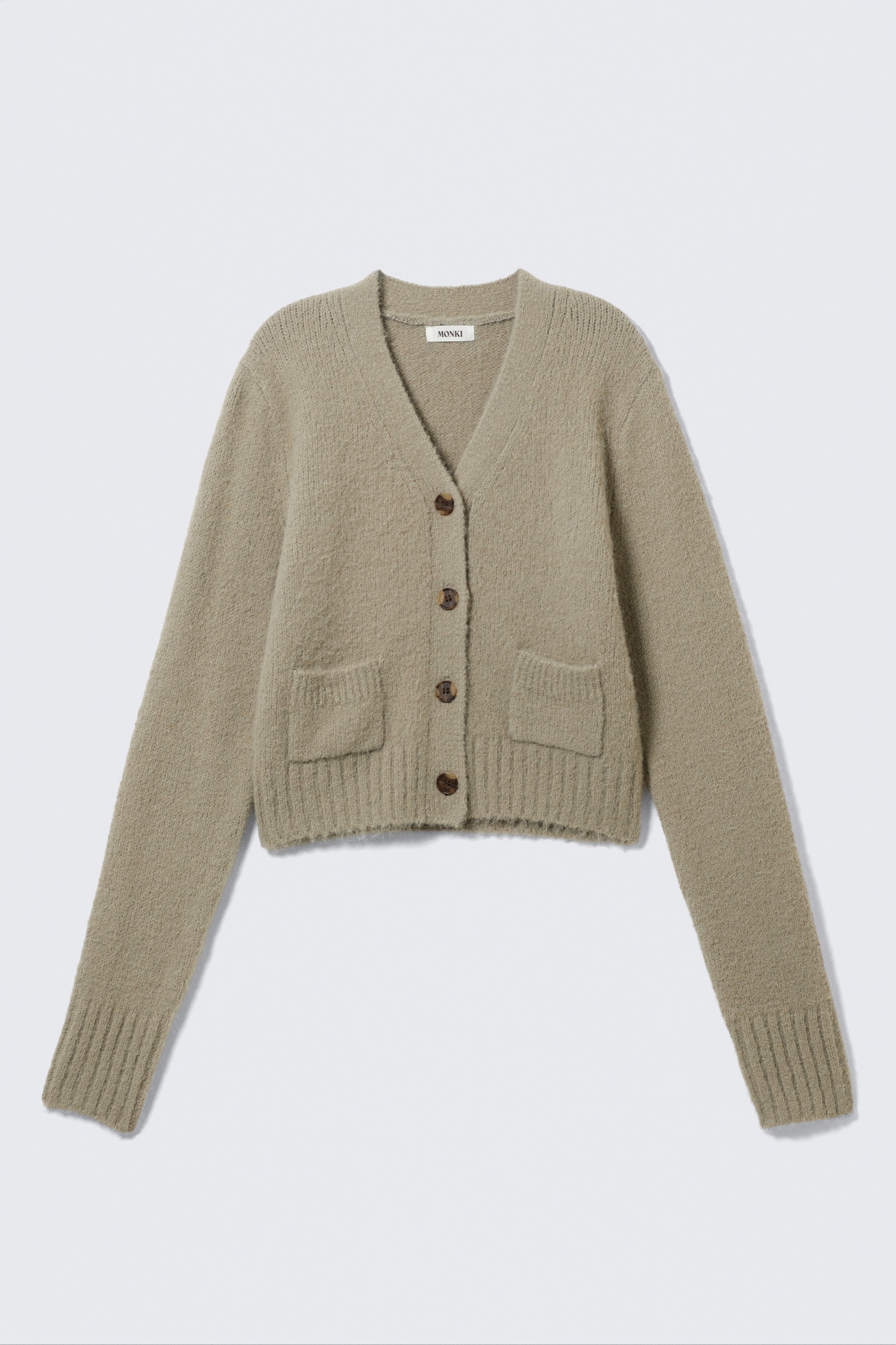 Ribbed V-Neck Cardigan - Dusty Mole/Light Dusty Pink - 2