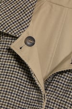 Dusty Beige + Dogtooth - Oversized Reversible Car Coat - 2