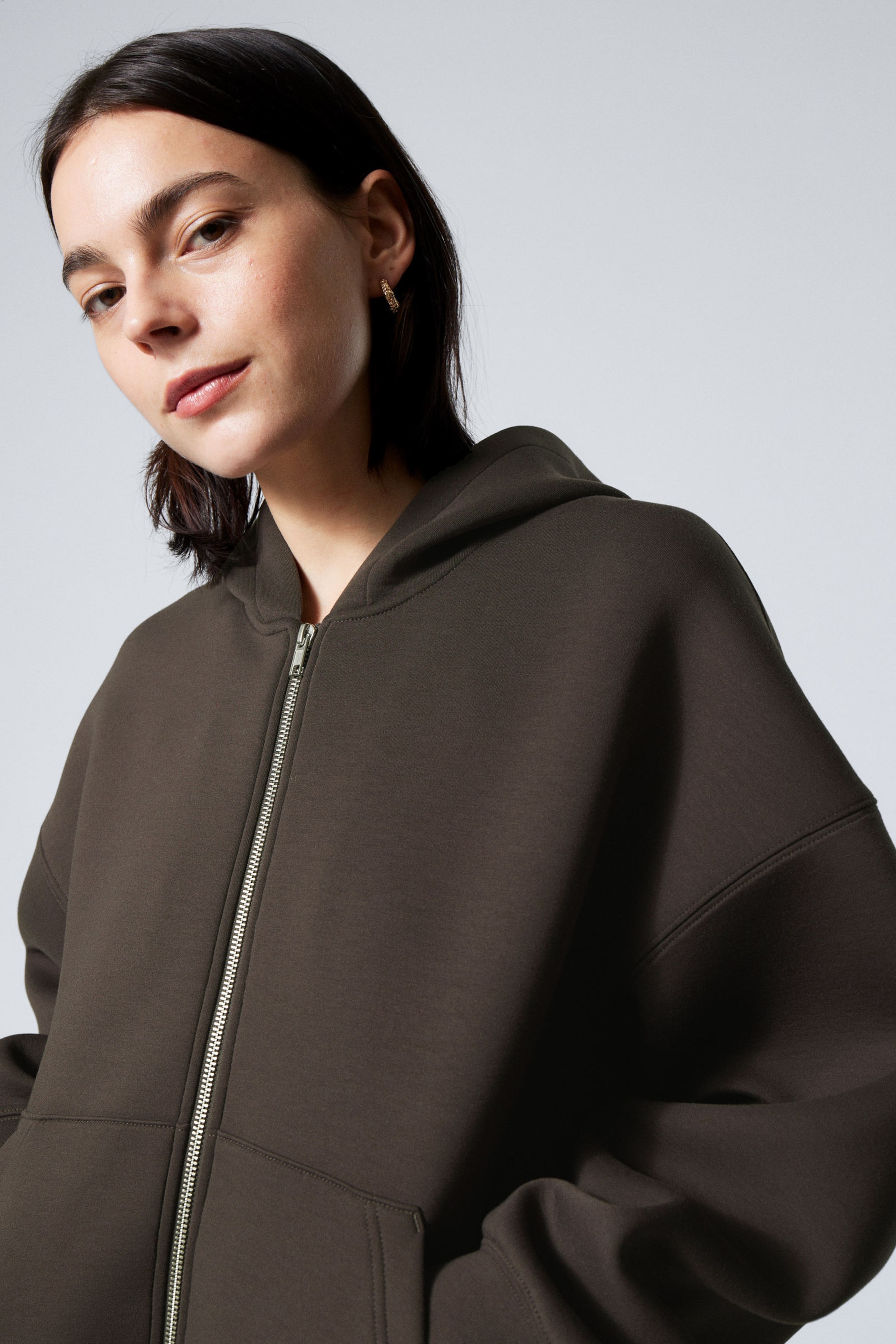 #444240 - Oversized Scuba-Zip-Hoodie - 2