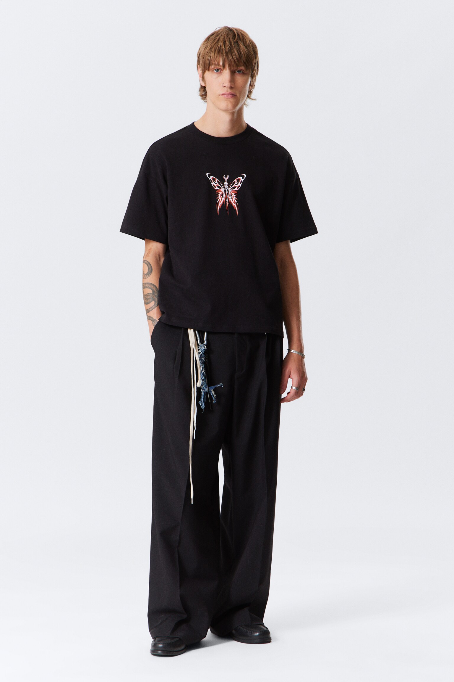 Great Boxy Printed Graphic Tee - Black - Butterskull/Bright Blue - Four Man Gang/Donkerrood/Black - Restart/White - Smilish/White - Tiger Wolf/Washed Black - Mizzion/Black - Biker Skull/White - Frog Man - 5