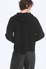 Svart - Stickad zip-through-hoodie - 3