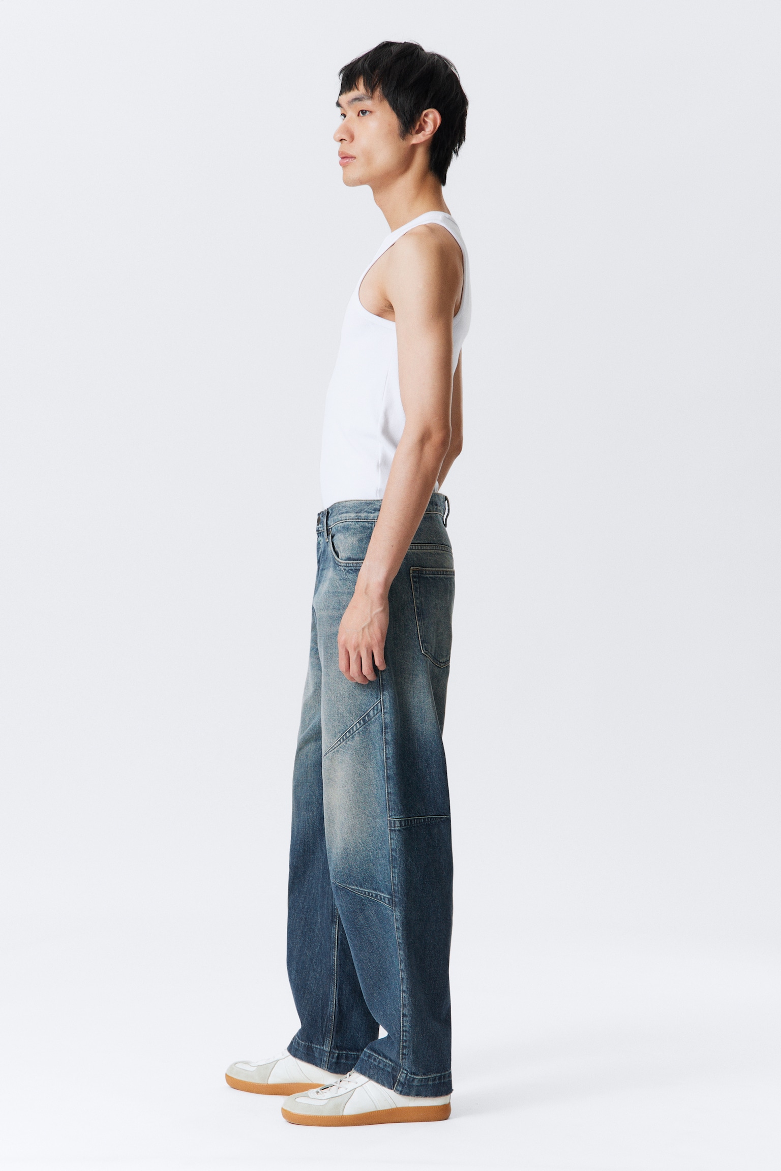 Sculpted Low Rise Loose Tapered Leg Jeans - Baltic Blue - Bleu foncé - 5