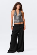 Dark Grey Shimmer - Deep Shimmer Halterneck Top - 2
