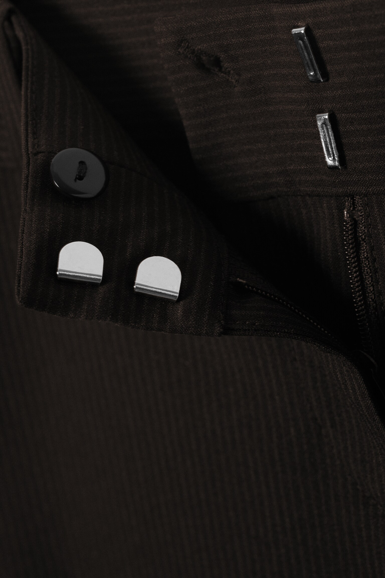 Low-Rise Flared Suiting Trousers - Pinstriped Black/Black/Dark Grey Melange - 5