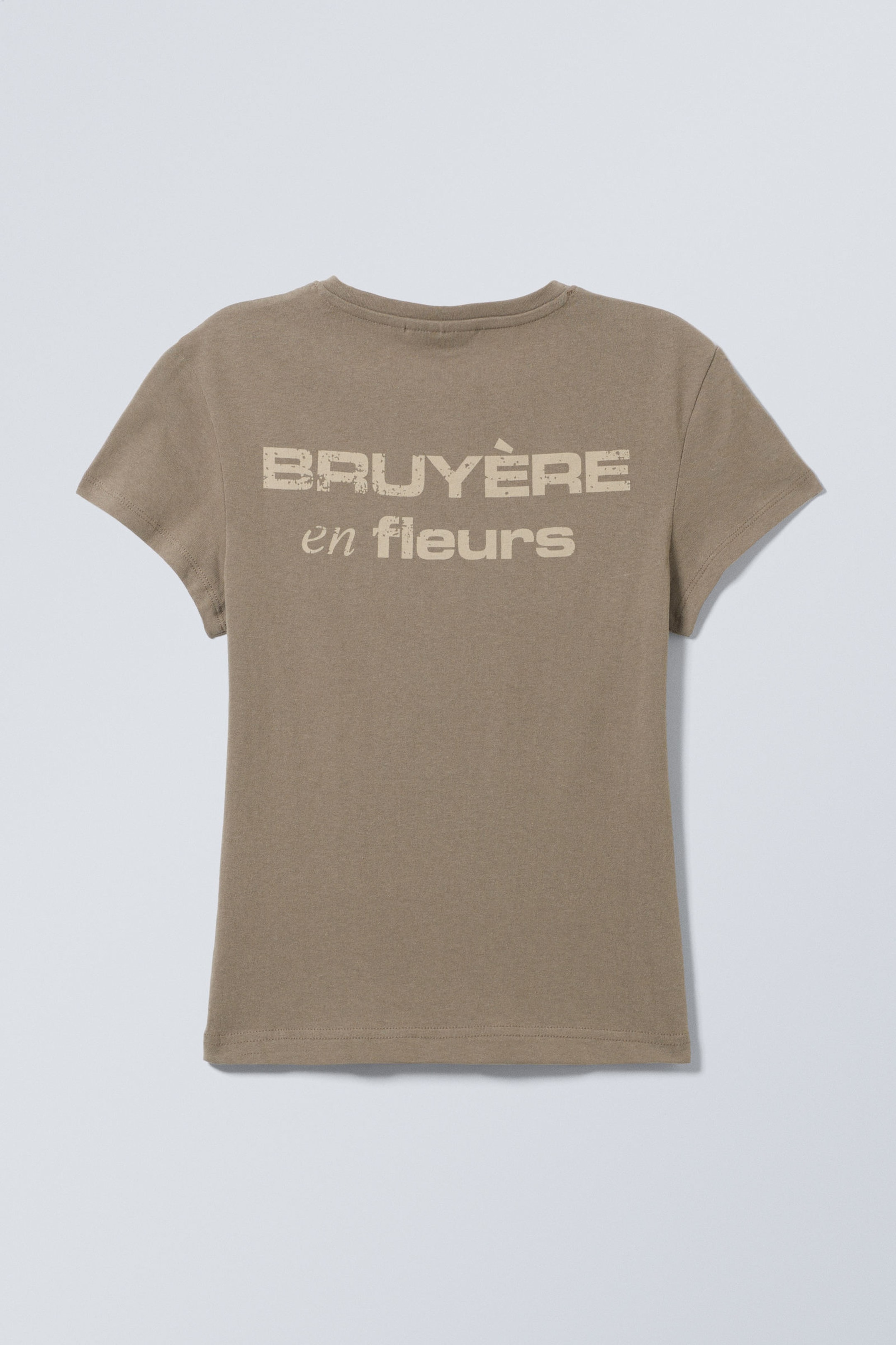 Graubraun - Bruyére en fleurs - Boxy T-Shirt mit Print und kurzen Ärmeln - 5