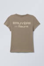 Graubraun - Bruyére en fleurs - Boxy T-Shirt mit Print und kurzen Ärmeln - 5