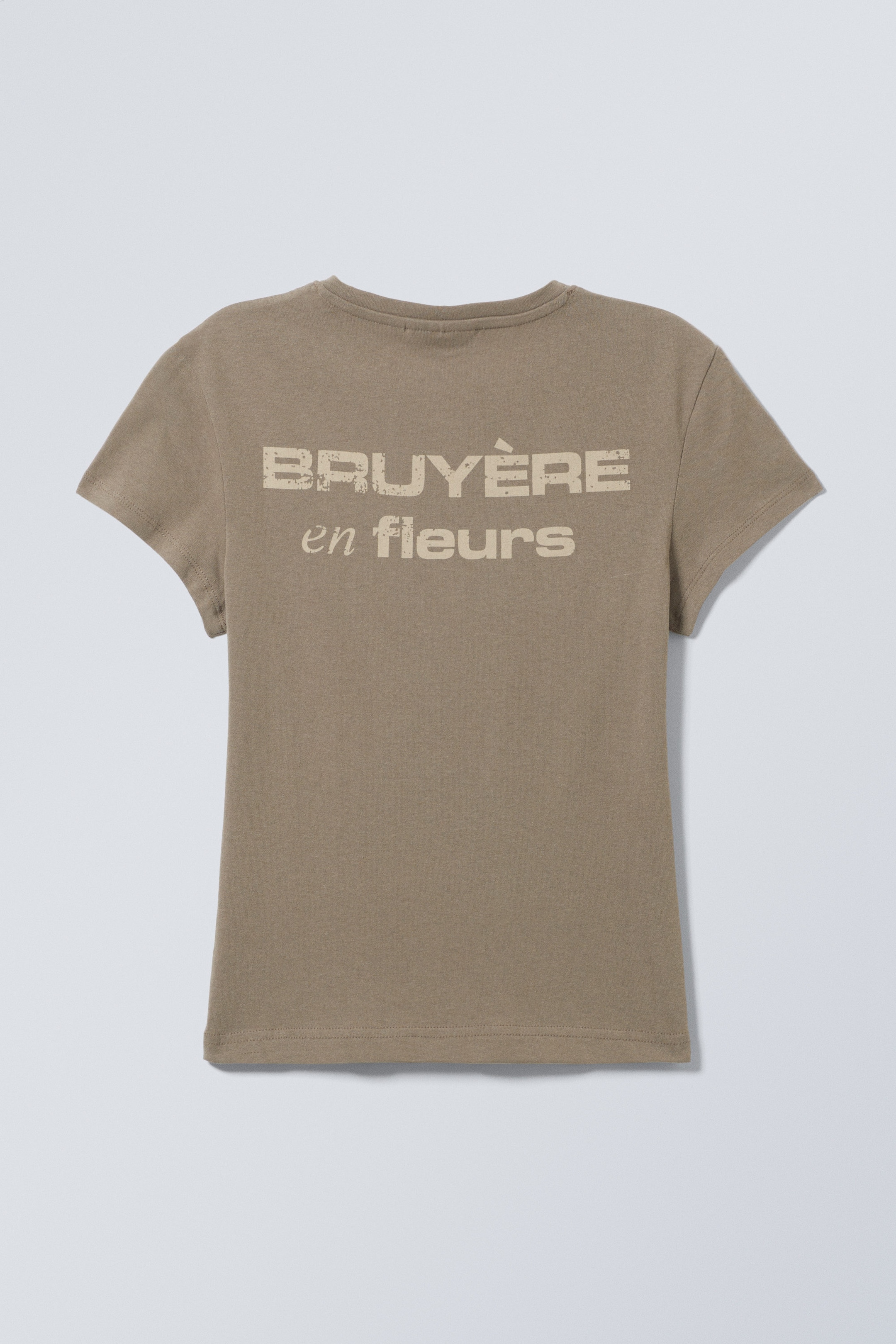 Graubraun - Bruyére en fleurs - Boxy T-Shirt mit Print und kurzen Ärmeln - 2