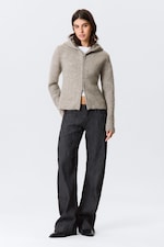 Dark Mole Melange - Knitted Wool-Blend Zip Hoodie - 3