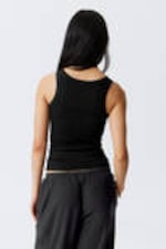 Black - Fitted Rib Tank Top - 2