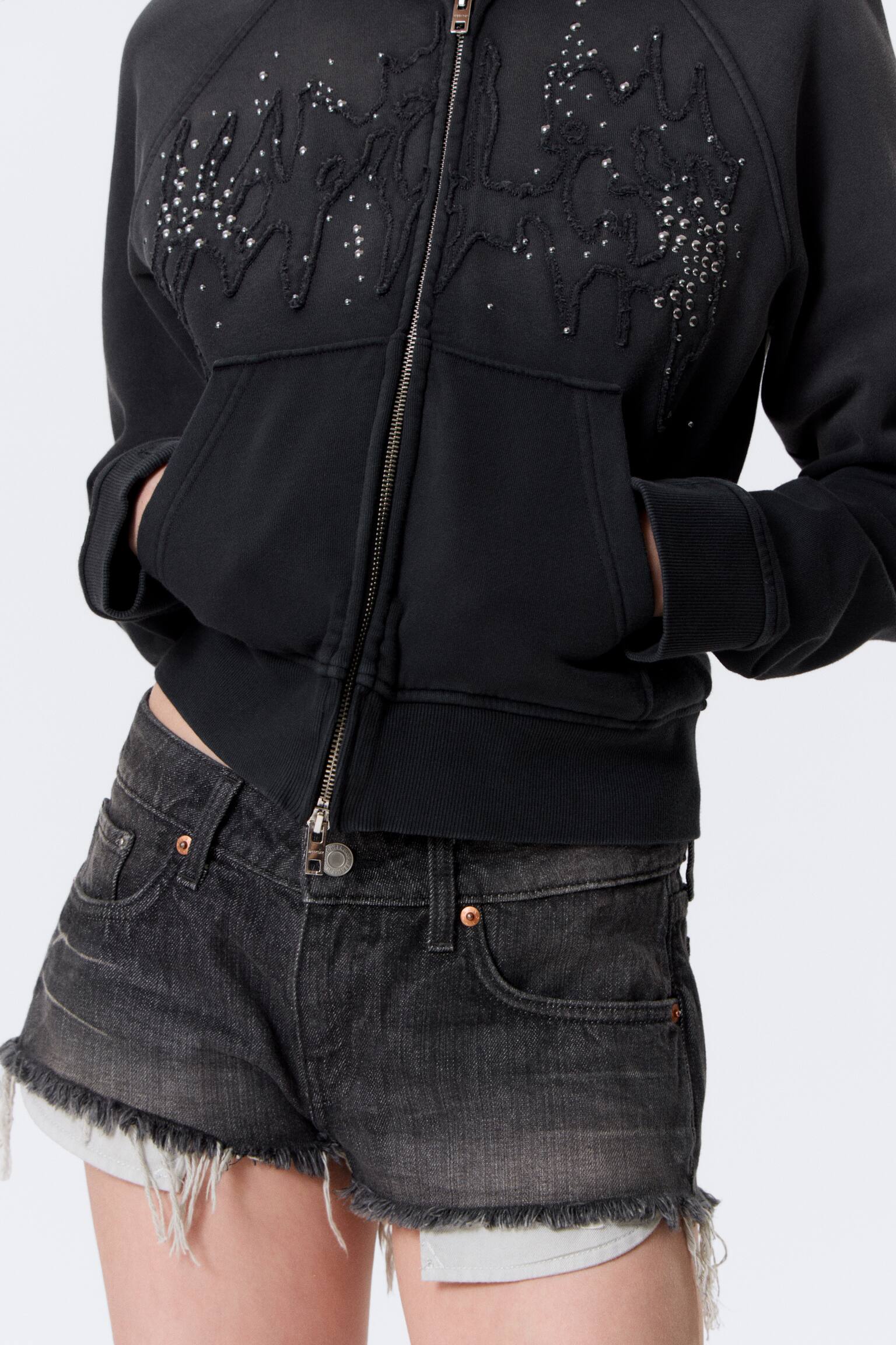 Shorts denim Venus Frayed Low Rise - Chelsea Black - Negro/Blue Hymn - Azul medio - 5