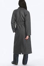 Gris foncé chiné - Manteau oversize croisé en laine mélangée Kia - 4