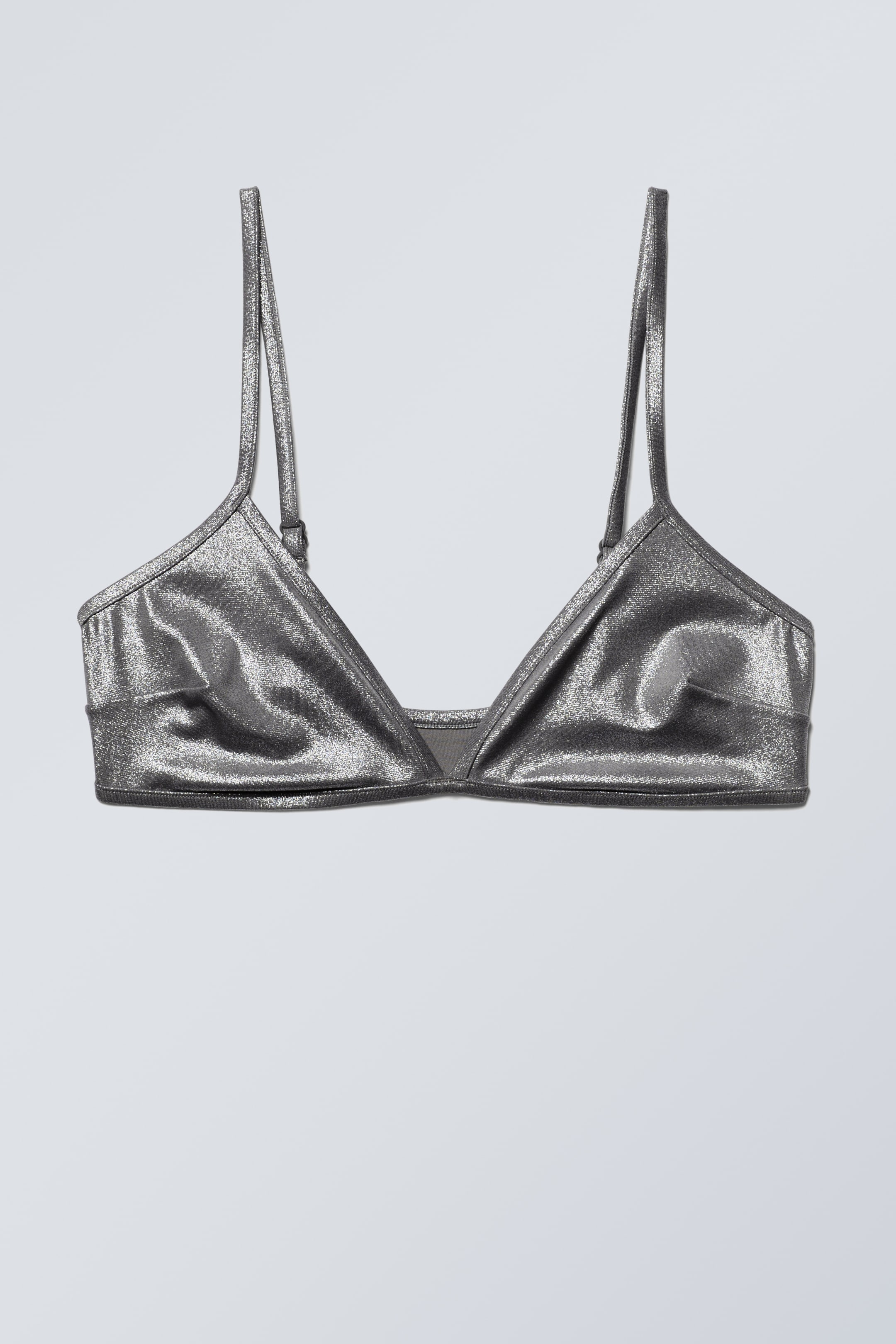 View larger image: Minimal Glitter Bikini Top - Grey Glitter - Ladies | H&M GB 1