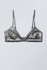 Grey Glitter - Minimal Glitter Bikini Top - 0