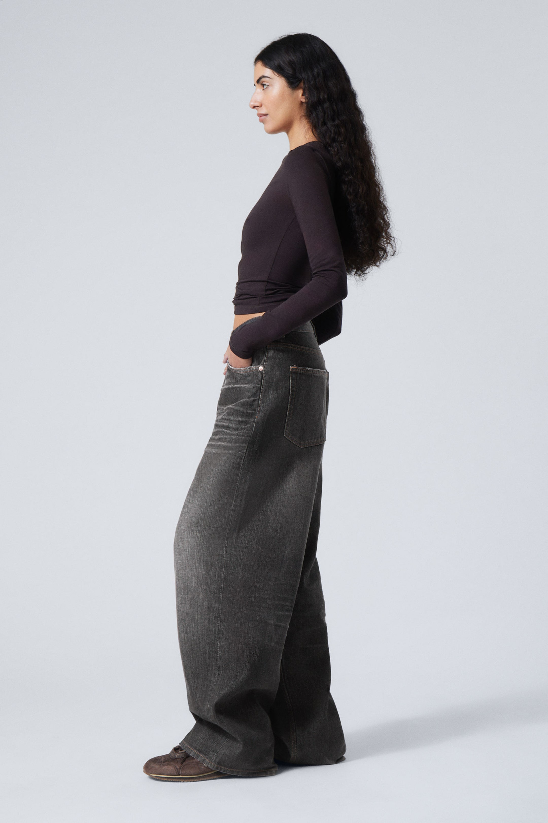 Ash Black - Black - Astro Loose Baggy Leg Jeans - 6