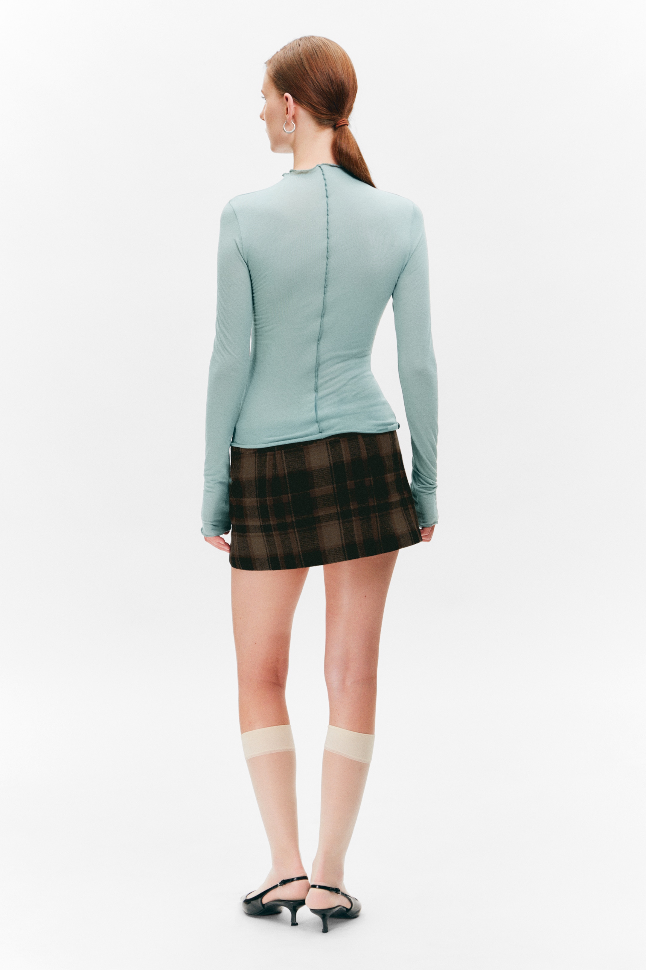 Zobrazit větší obrázek: Slim Fit Long-Sleeved Mock-Neck Top - Turquoise - ŽENY | H&M CZ 3
