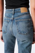 Iron Blue - Mittelblau - Rowe Super High Waisted Regular Straight Leg Jeans - 3