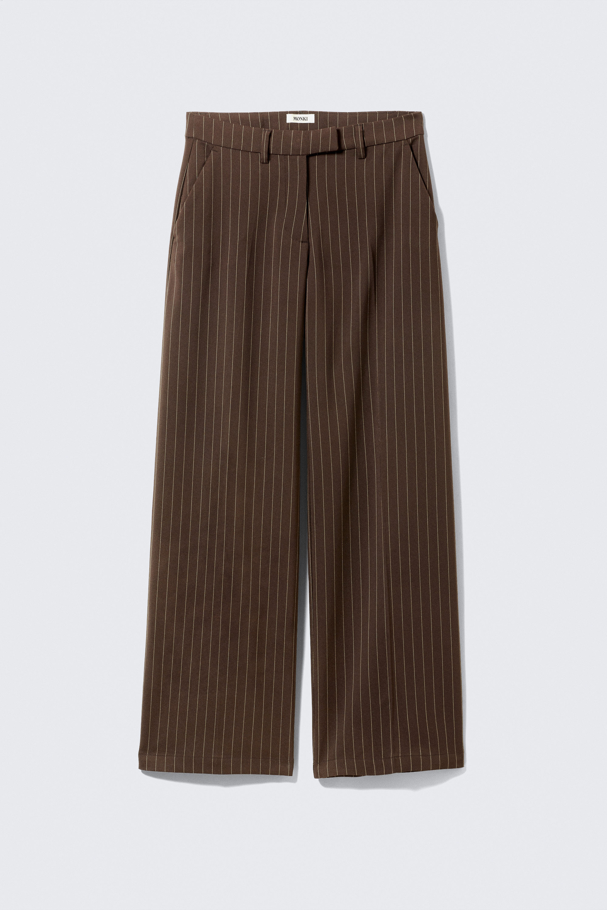 Brown Pinstripe - Low Rise Twill Suiting Trousers - 4