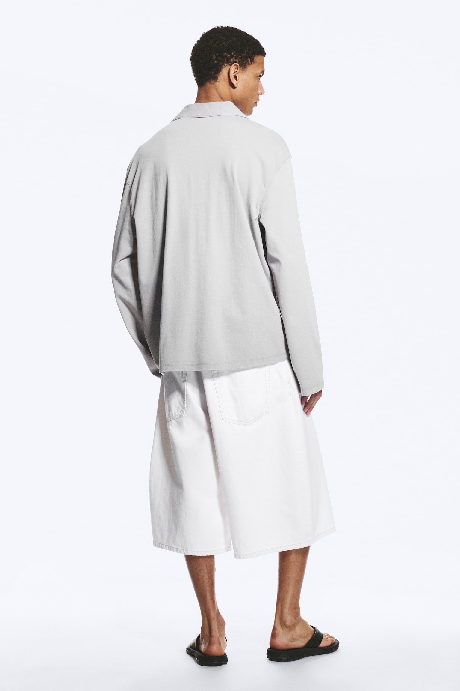 Pyjamasskjorte i bomull - Lys støvet grå/Medium Støvet Kakigrønn - 3