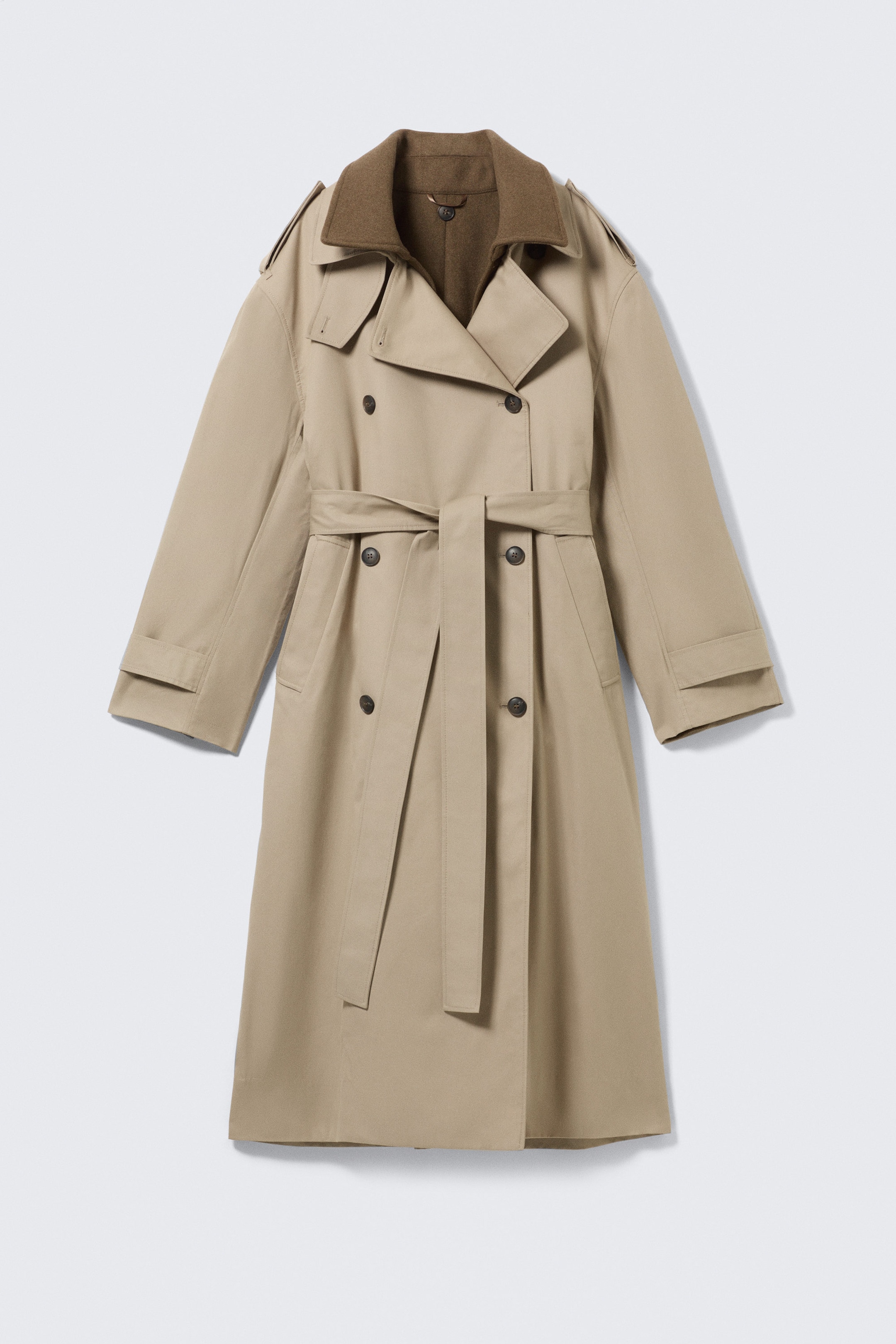 Beige - Oversized Trench Coat with Detachable Lining - 8